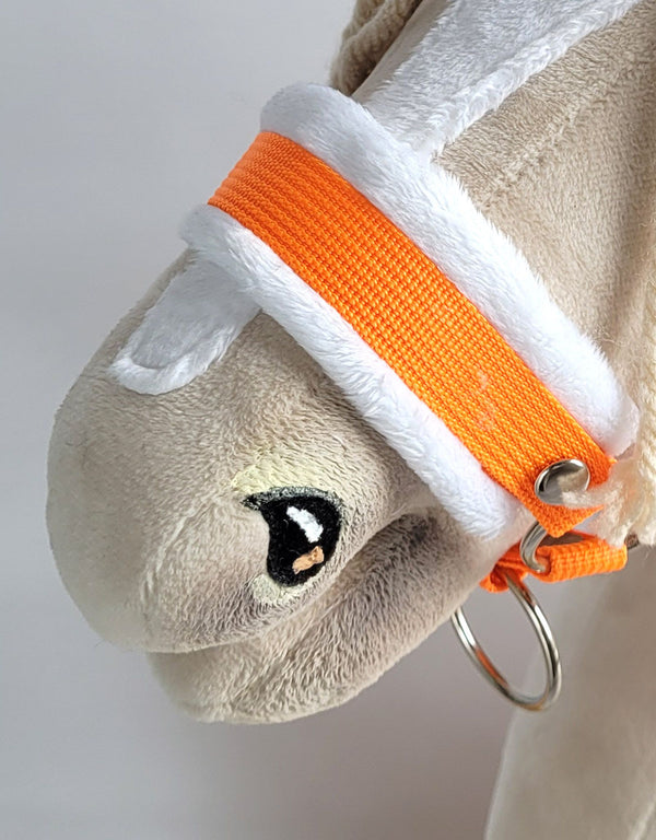 Super Hobby Horse - Hobby Horse A3 -riimu valkoisella tekoturkiksella ja naruriimu neonioranssi/valkoinen
