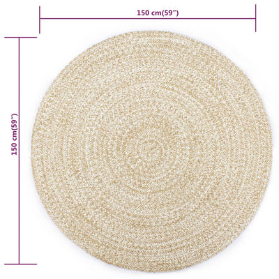 Käsintehty juuttimatto valkoinen ja luonnollinen kuvio 150 cm