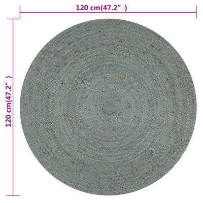 Käsintehty pyöreä juuttimatto 120 cm oliivinvihreä