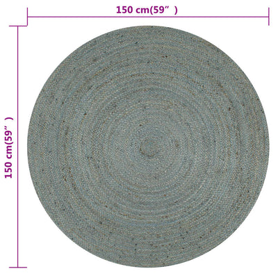 Käsintehty pyöreä juuttimatto 150 cm oliivinvihreä
