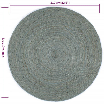 Käsintehty pyöreä juuttimatto 210 cm oliivinvihreä
