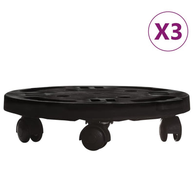 Kasvirullakko pyörillä 3 kpl halkaisija 30 cm musta 170 kg