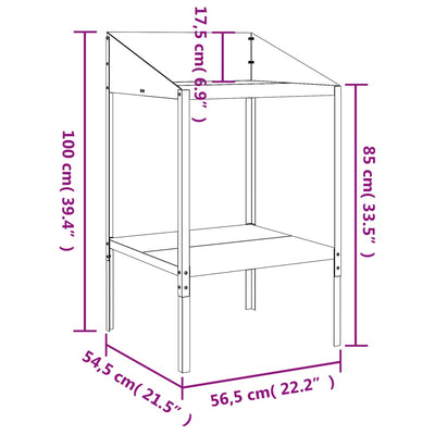 Kasviteline antrasiitti 56,5x54,5x100 cm galvanoitu teräs