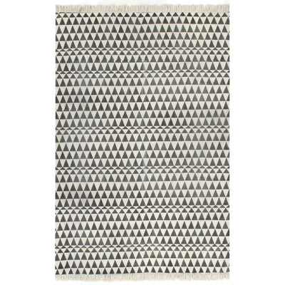 Kelim matto puuvilla 120x180 cm kuviolla musta/valkoinen