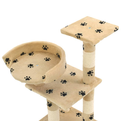 Kissan raapimispuu sisal-pylväillä 65 cm tassunjäljet beige