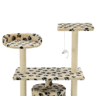 Kissan raapimispuu sisal-pylväillä 95 cm tassunjäljet beige