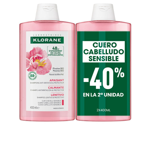 Klorane A la peonía bio rauhoittava shampoo duo 2 x 400 ml | Vuodevaatteet.fi