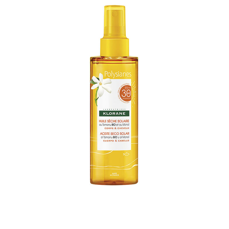 Klorane Polysianes Monoï Y Tamanu Bio Solar Dry Oil Spf30 200 Ml | Vuodevaatteet.fi