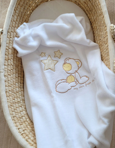 Vauvan Fleecepeitto - Teddy Bear With Stars White