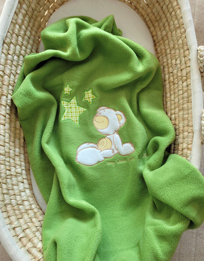 Vauvan Fleecepeitto - Teddy Bear With Stars Green