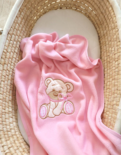 Vauvan Fleecepeitto - Bear With Bow Pink