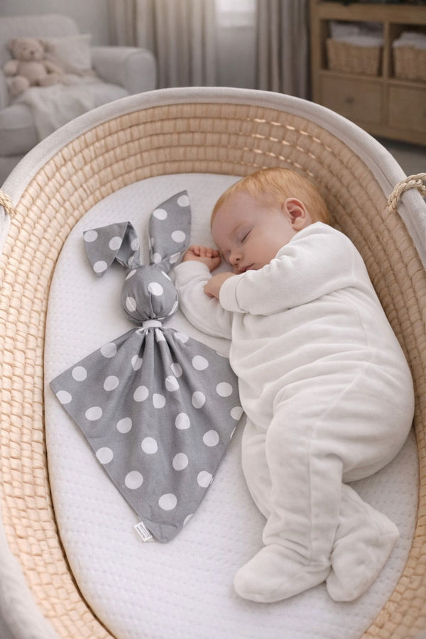 My Sweet Baby - Doudou pehmeä ja mukava pupupeitto puuvillaa - suuret pilkut harmaalla