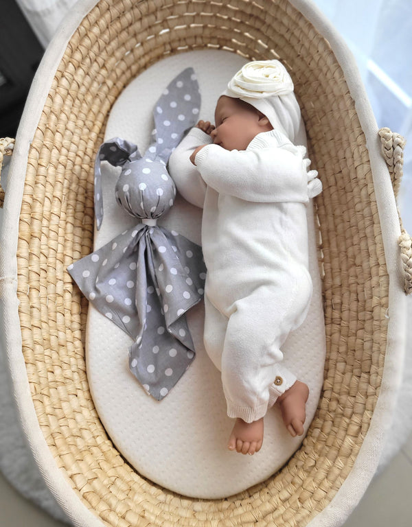My Sweet Baby - Doudou pehmeä pupupeitto puuvillaa - harmaa pilkkukuosi