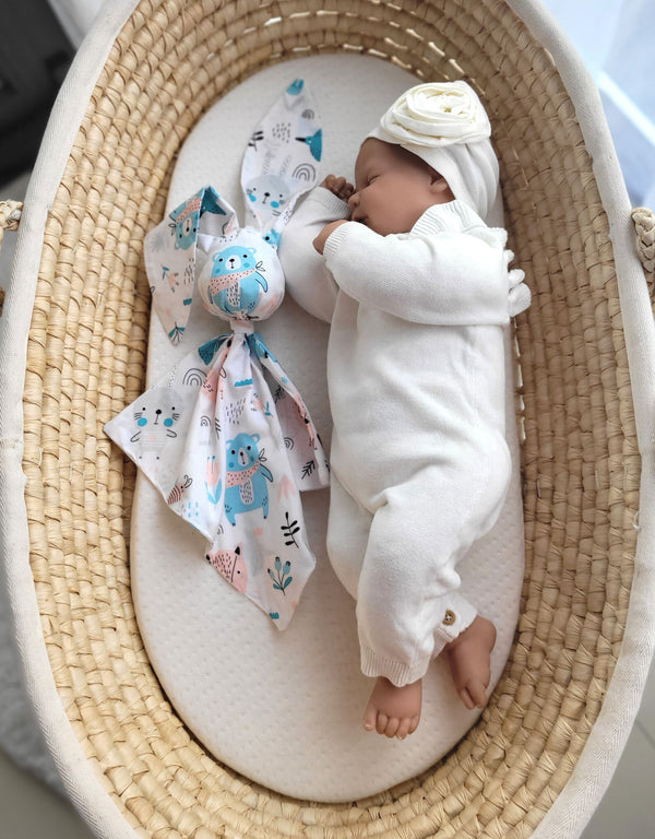 My Sweet Baby - Doudou pehmeä pupupeitto puuvillaa - sininen nallet