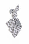 Bobono - Doudou pehmopupu kaksipuolinen puuvilla ja minky - harmaa chevron - harmaa
