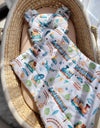 Vauvan Peitto Ja Tyyny - Puuvilla - Teddy Bear - Turquoise Train