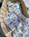 Vauvan Peitto Ja Tyyny - Puuvilla - Teddy Bear - Turquoise Train