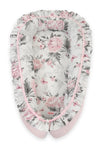 Bobono - Premium Cocoon vauvanpesä röyhelöllä - Romantic Peonies