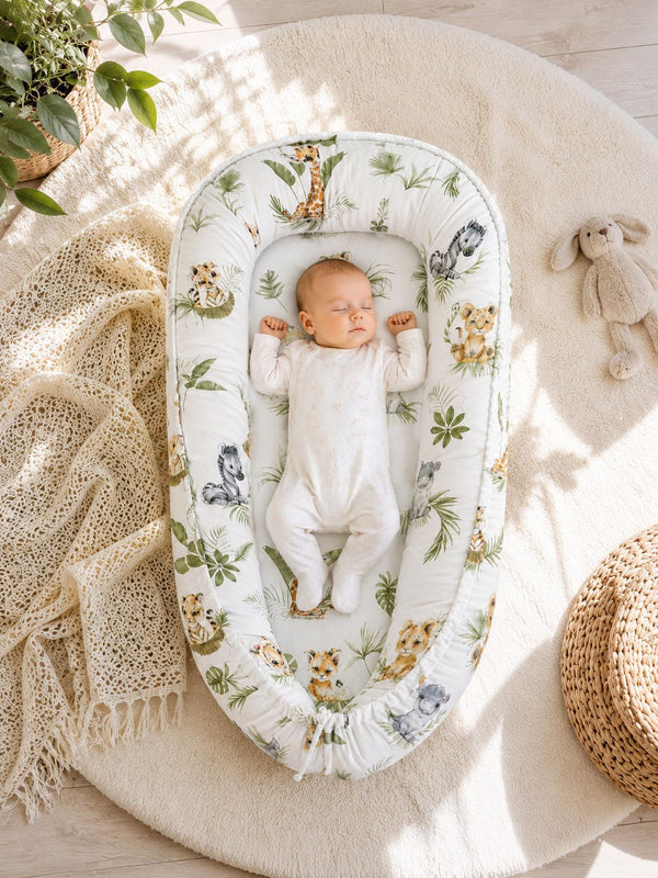 My Sweet Baby - Kaksipuolinen Premium Cocoon -vauvanpesä vauvoille My Sweet Baby Little Safari