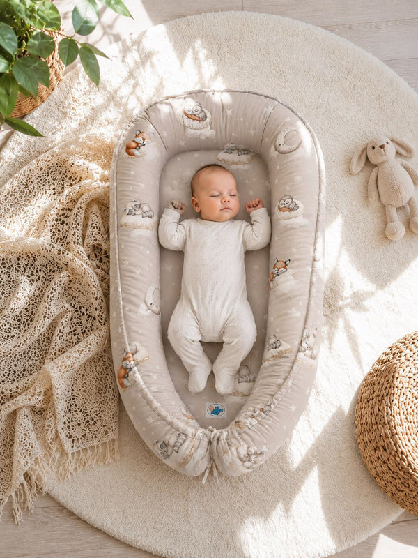 My Sweet Baby - Premium Cocoon kaksipuolinen vauvanpesä vauvoille My Sweet Baby Twinkle Woodland