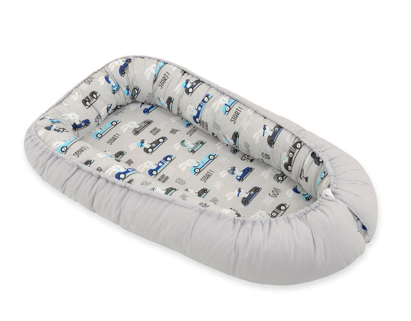 Bobono - Bobono Premium kaksipuolinen vauvanpesä Cocoon vauvoille - harmaat puput