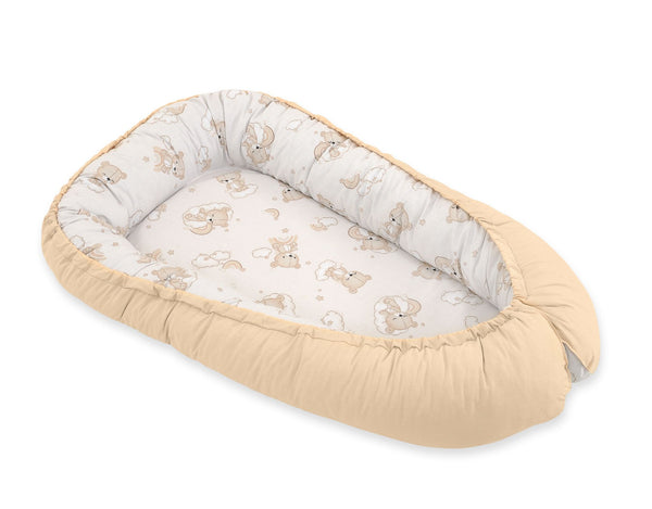 Bobono - Bobono Premium kaksipuolinen vauvakaukalo vastasyntyneille sateenkaari beige karhu/beige