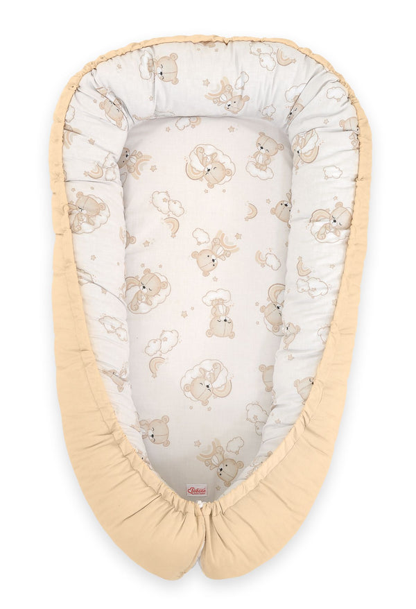 Bobono - Bobono Premium kaksipuolinen vauvakaukalo vastasyntyneille sateenkaari beige karhu/beige