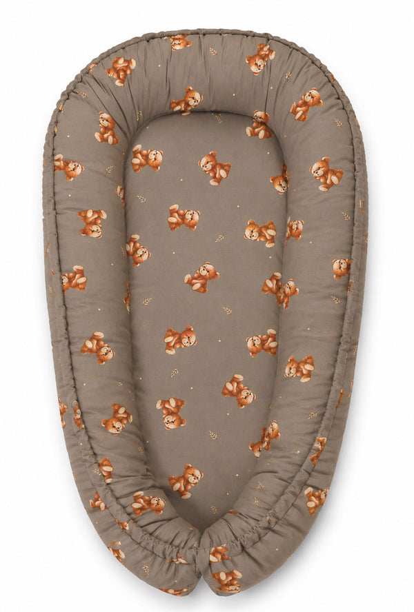 My Sweet Baby - Kaksipuolinen Premium Cocoon -vauvanpesä vauvoille My Sweet Baby Toffee Teddy