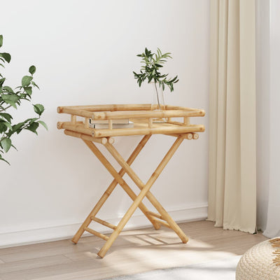 Kokoontaitettava tarjotinpöytä 60x40x68 cm bambu