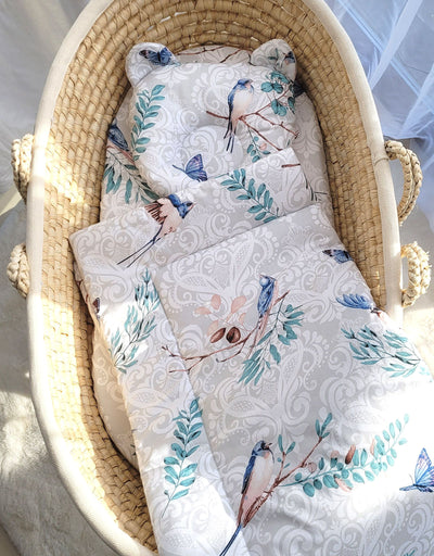 Vauvan Peitto Ja Tyyny - Puuvilla - Teddy Bear - Blue Birds