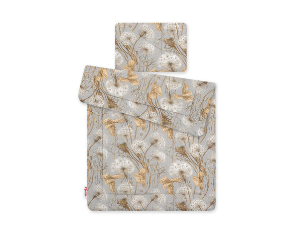 Newborn vuodevaatesetti 2-kpl 75x100cm - Dandelions grey
