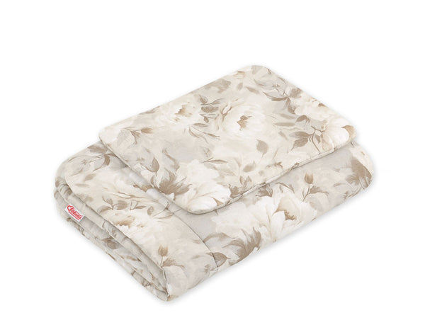 Bobono - 2-osainen vuodevaatesetti 75x100 cm Newborn - Pionit beige