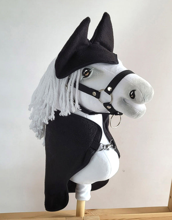 Super Hobby Horse - Hobby Horse A4 ja A5 setti: fleecehuopa + korvaläpät - musta