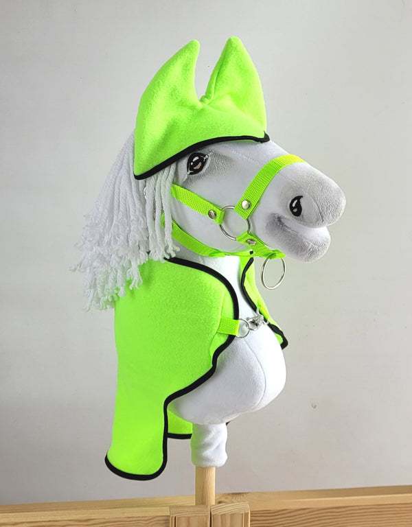 Super Hobby Horse - Hobby Horse A3 -setti: fleecehuopa ja korvahuppu - neonvihreä
