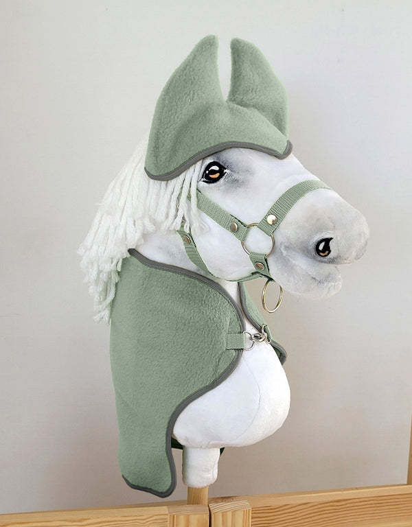 Super Hobby Horse - Hobby Horse A3 setti: fleecehuopa + korvahuppu - salvia