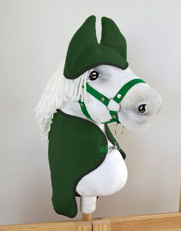 Super Hobby Horse - Hobby Horse A3 -setti: fleecehuopa + korvahuppu - vihreä