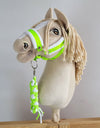 Super Hobby Horse - Hobby Horse riimu A3 valkoisella tekokarvalla + riimunnaru narusta neonvihreä/valkoinen