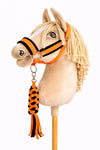 Super Hobby Horse - Hobby Horse -setti: A3-riimu mustalla karvalla + narusta tehty talutushihna neonioranssi/musta