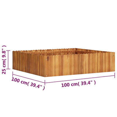 Korotettu kukkalaatikko 100x100x25 cm täysi akaasiapuu - Vuodevaatteet