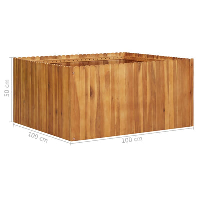 Korotettu kukkalaatikko 100x100x50 cm täysi akaasiapuu - Vuodevaatteet