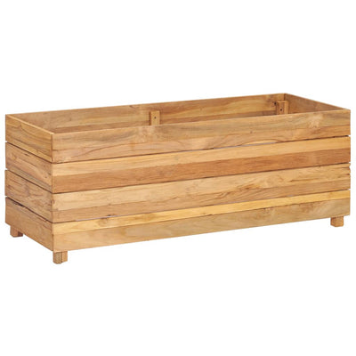 Korotettu kukkalaatikko 100x40x38 cm kierrätetty tiikki/teräs - Vuodevaatteet