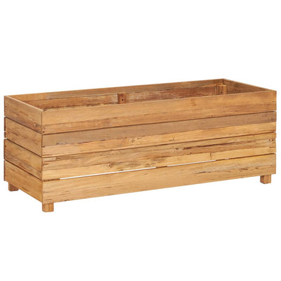 Korotettu kukkalaatikko 100x40x38 cm kierrätetty tiikki/teräs - Vuodevaatteet