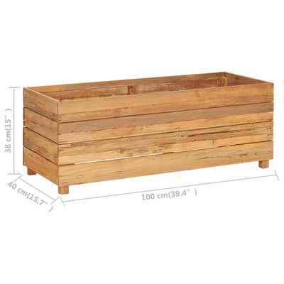 Korotettu kukkalaatikko 100x40x38 cm kierrätetty tiikki/teräs - Vuodevaatteet