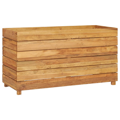 Korotettu kukkalaatikko 100x40x55 cm kierrätetty tiikki/teräs - Vuodevaatteet