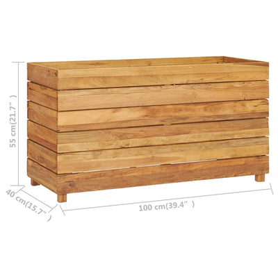 Korotettu kukkalaatikko 100x40x55 cm kierrätetty tiikki/teräs - Vuodevaatteet