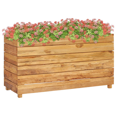 Korotettu kukkalaatikko 100x40x55 cm kierrätetty tiikki/teräs - Vuodevaatteet