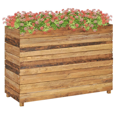 Korotettu kukkalaatikko 100x40x72 cm kierrätetty tiikki/teräs - Vuodevaatteet