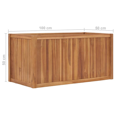 Korotettu kukkalaatikko 100x50x50 cm täysi tiikki - Vuodevaatteet