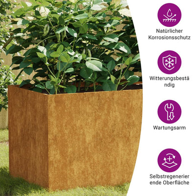 Korotettu kukkalaatikko 120x40x40 cm Corten teräs - Vuodevaatteet