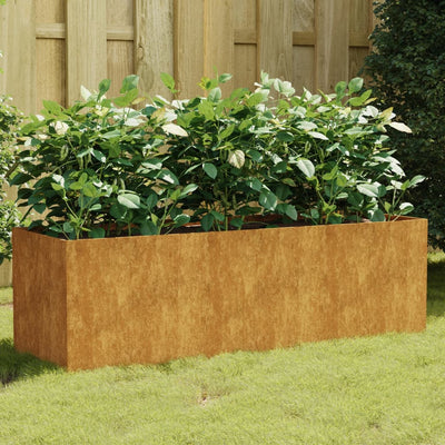 Korotettu kukkalaatikko 120x40x40 cm Corten teräs - Vuodevaatteet